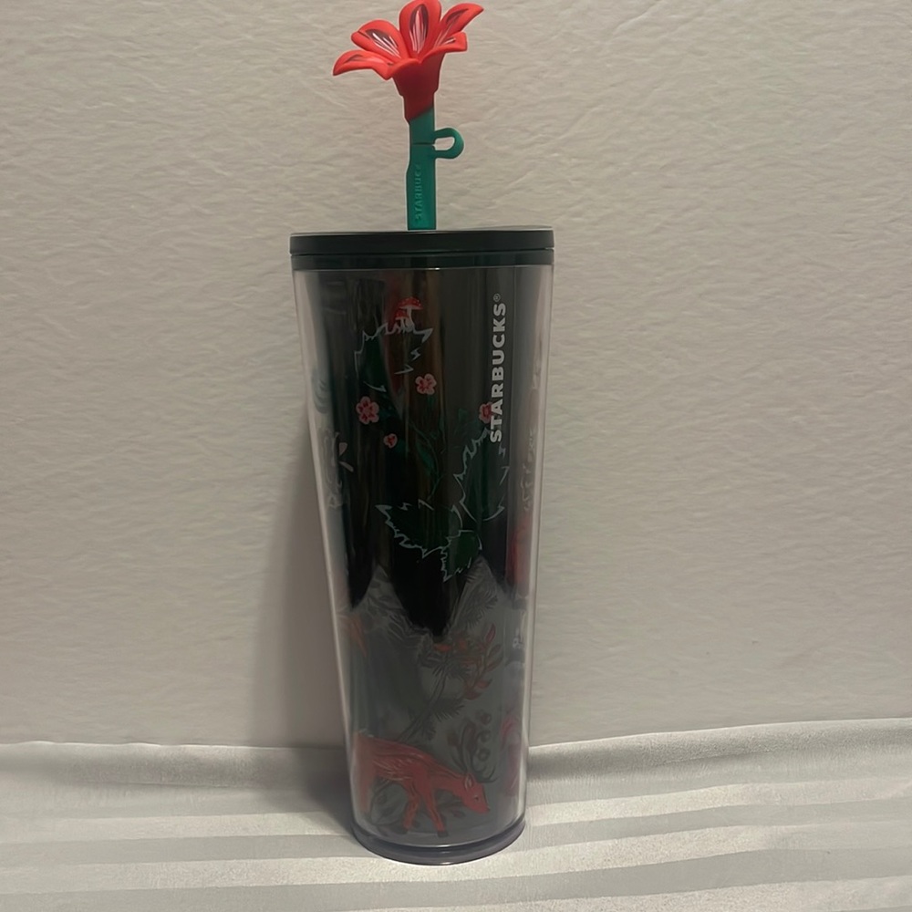 Starbucks Floral tumbler includes silicone straw topper‎